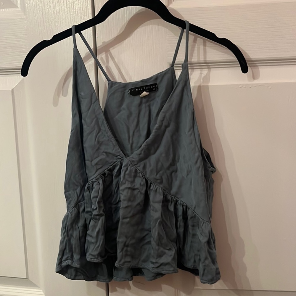 Final Touch Soft (wrinkled in this) blue tank top